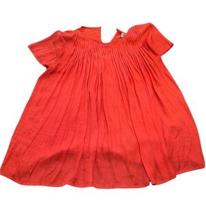 Anthropologie DOLAN Vibrant Red Pleated blouse Top Sz S